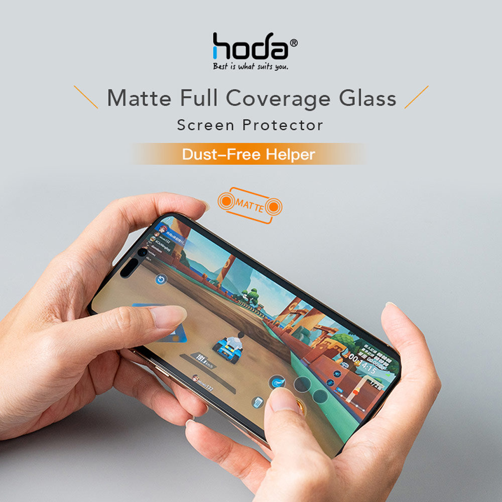 Picture of Apple iPhone 15 6.1 Screen Protector | Hoda 0.33mm 2.5D Full Coverage Gamer Matte Tempered Glass Screen Protector for Apple iPhone 15 6.1 iPhone 14 Pro 6.1 (Matte)