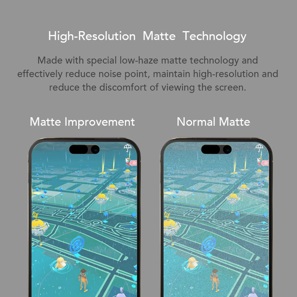 Picture of Apple iPhone 15 6.1 Screen Protector | Hoda 0.33mm 2.5D Full Coverage Gamer Matte Tempered Glass Screen Protector for Apple iPhone 15 6.1 iPhone 14 Pro 6.1 (Matte)