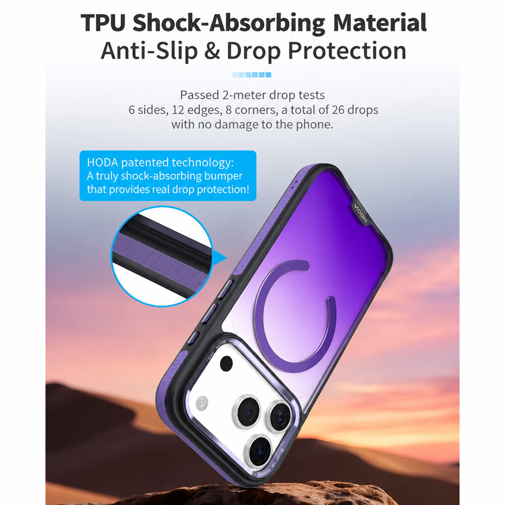 Picture of Apple iPhone 18 Pro Case | Hoda MultiColor Case with Magnet for iPhone 18 Pro 17 Pro - Twilight Purple