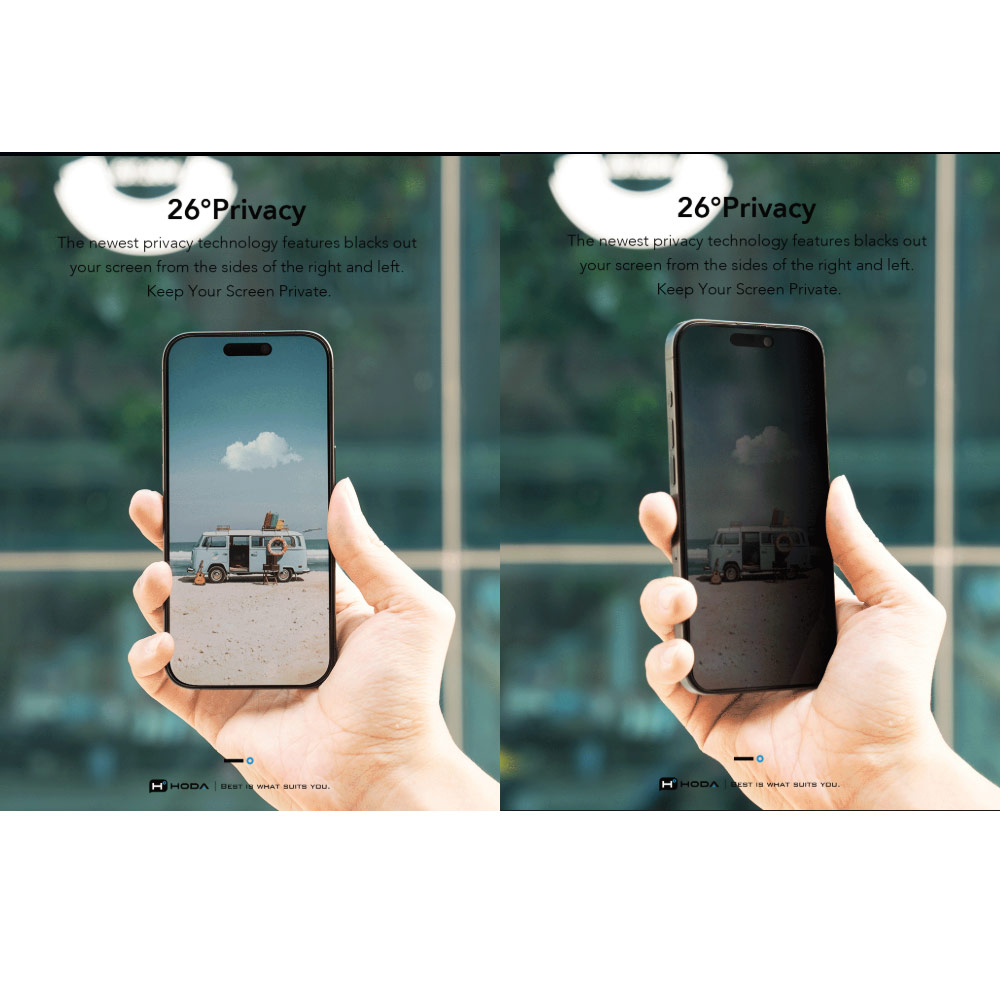 Picture of Apple iPhone Duo Case | Hoda Ultra Clear Anti-Peeper Privacy 2ways Case Friendly  Tempered Glass Screen Protector for iPhone Duo- Privacy