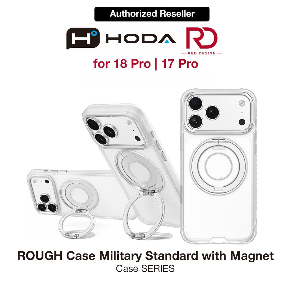 Picture of Apple iPhone 18 Pro Case | Hoda ROUGH Case Magnet with 360° foldable rotating ring-holder stand Enhanced with PureSurfaceTM with Camera Button for iPhone 18 Pro 17 Pro - Matte