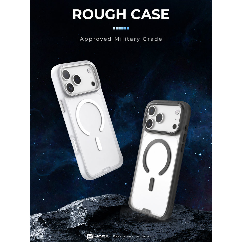 Picture of Apple iPhone 18 Pro Case | Hoda ROUGH Case Military Standard MagSafe Enhanced with PureSurfaceTM with Camera Button for iPhone 18 Pro - Matte