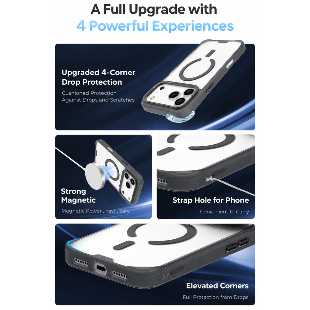 Picture of Apple iPhone 18 Pro Case | Hoda ROUGH Case Military Standard MagSafe Enhanced with PureSurfaceTM with Camera Button for iPhone 18 Pro - Matte