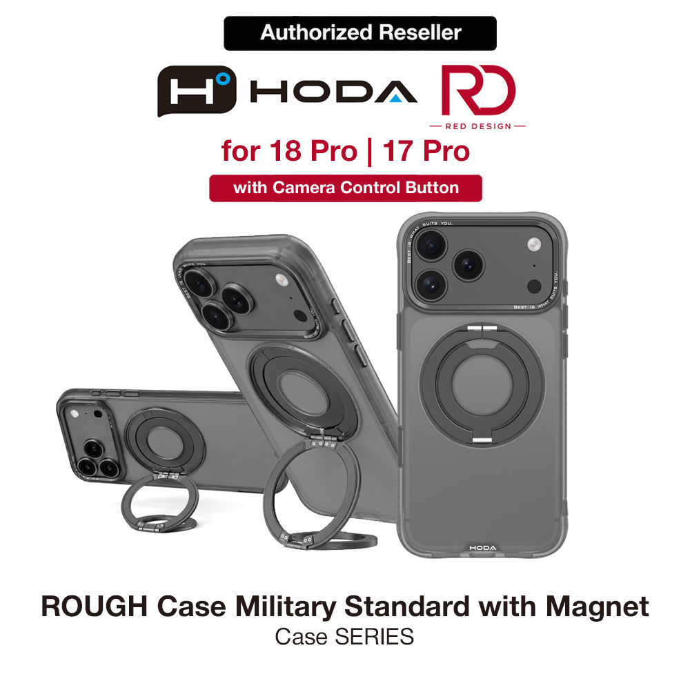 Picture of Hoda ROUGH Case Magnet with 360° foldable rotating ring-holder stand Enhanced with PureSurfaceTM with Camera Button for iPhone 18 Pro 17 Pro - Black Apple iPhone 18 Pro- Apple iPhone 18 Pro Cases, Apple iPhone 18 Pro Covers, iPad Cases and a wide selection of Apple iPhone 18 Pro Accessories in Malaysia, Sabah, Sarawak and Singapore 