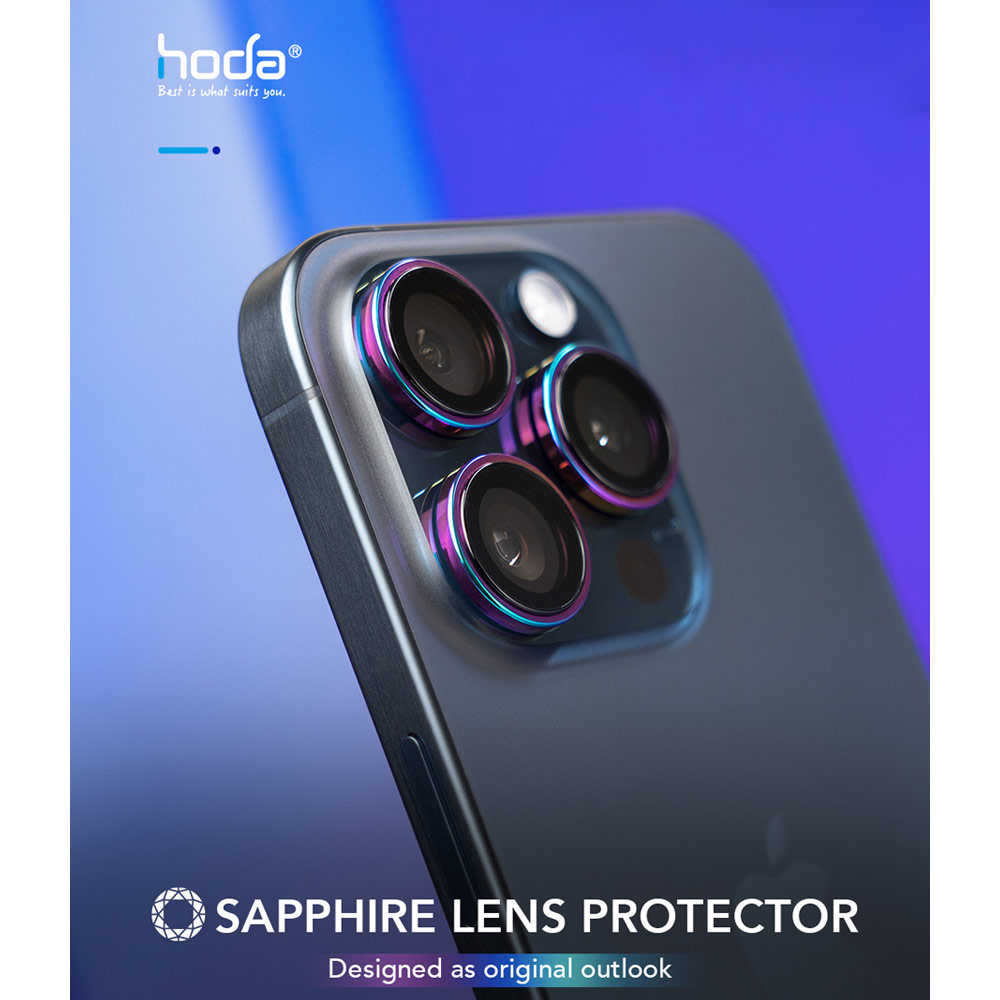 Picture of Apple iPhone 16 Pro 6.3  | Hoda Sapphire Lens Protector for iPhone 16 Pro 6.3 iPhone 16 Pro Max 6.9  (3PCS Natural Titanium)