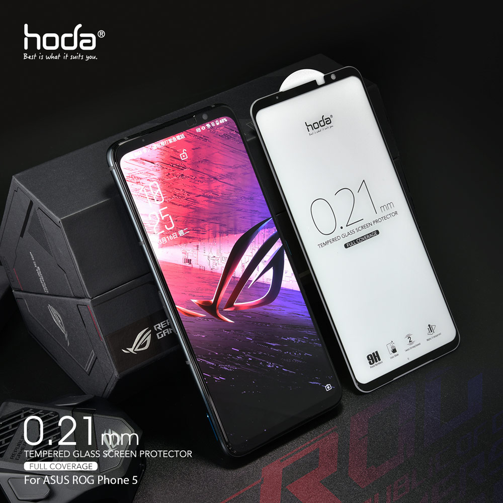 Picture of ASUS ROG Phone 5 Pro Screen Protector | Hoda 0.21mm Evolution Strengthened Edge Full Coverage Glass Screen Protector 9H Tempered Glass for Asus Rog Phone 5 Pro Rog Phone 5 Ultimate  (0.21 mm Strengthen Edge Black)