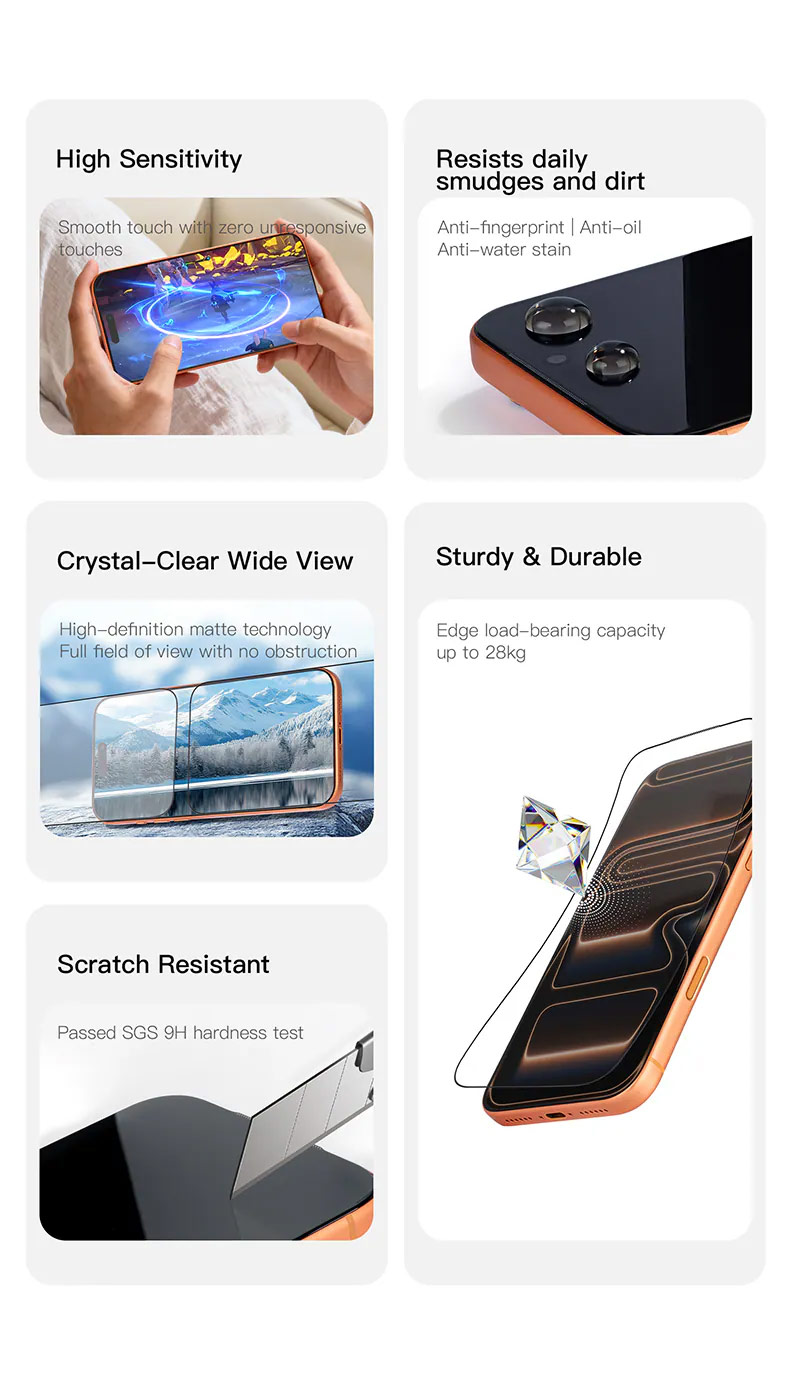 Picture of Apple iPhone 18 Pro Max Screen Protector | Hoda Full Coverage Tempered Glass Screen Protector for iPhone 18 Pro Max with Dust-Free Helper - Matte