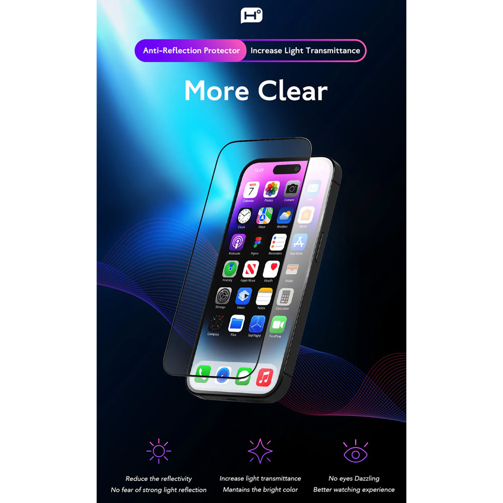 Picture of Apple iPhone 18 Pro Max Screen Protector | Hoda Full Coverage Tempered Glass Screen Protector for iPhone 18 Pro Max with Dust-Free Helper - Anti Reflection Flagship