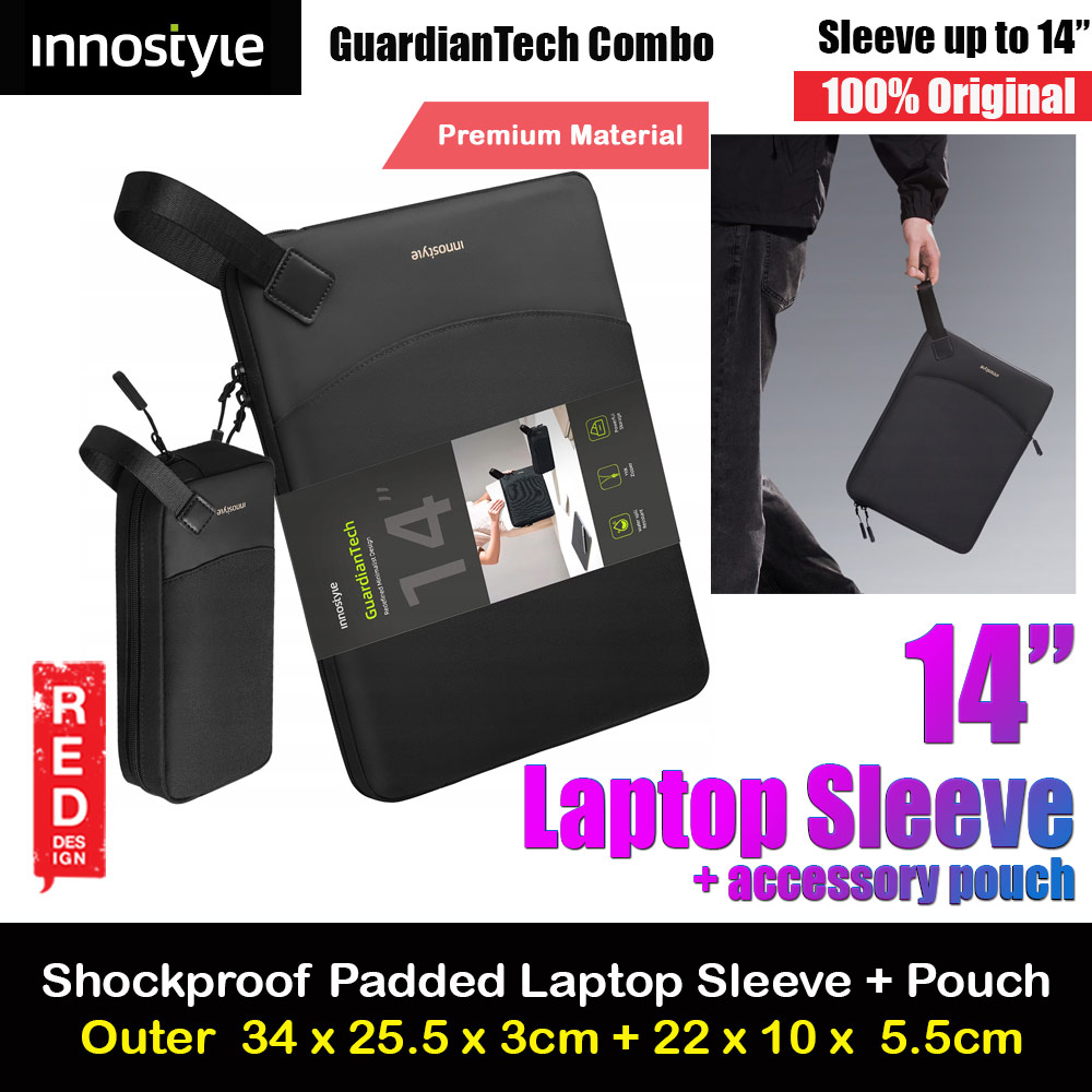 Picture of Innostyle Guardian Tech Sleeve Shock Proof Laptop Notebook Sleeve with accessories pouch for up to 14 inches Laptop (Black) Red Design- Red Design Cases, Red Design Covers, iPad Cases and a wide selection of Red Design Accessories in Malaysia, Sabah, Sarawak and Singapore 