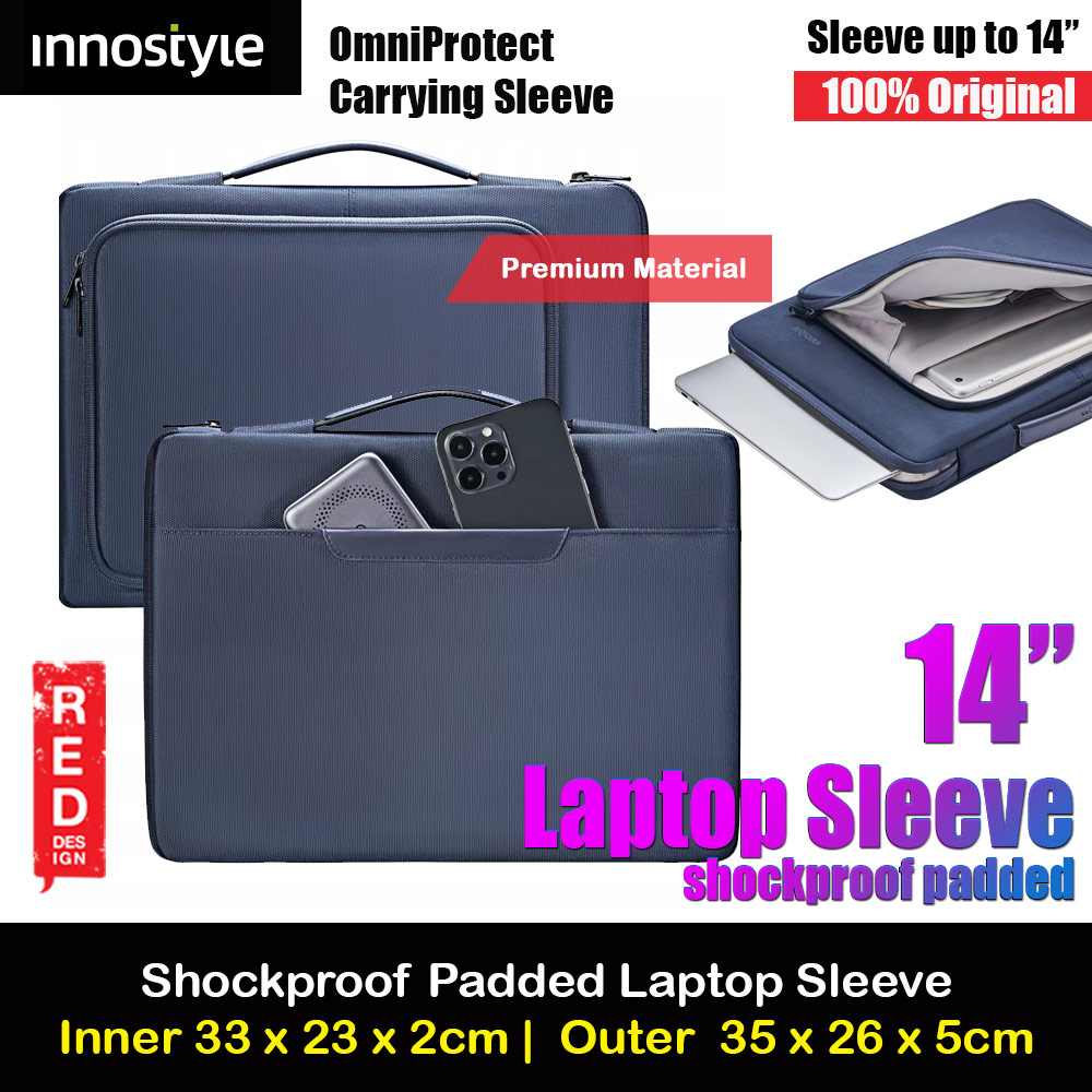 Picture of Innostyle Omiprotect Carrying Sleeve Shock Proof Laptop Notebook Sleeve with Front Compartment for up to 14 inches Laptop (Midnight Blue) Red Design- Red Design Cases, Red Design Covers, iPad Cases and a wide selection of Red Design Accessories in Malaysia, Sabah, Sarawak and Singapore 