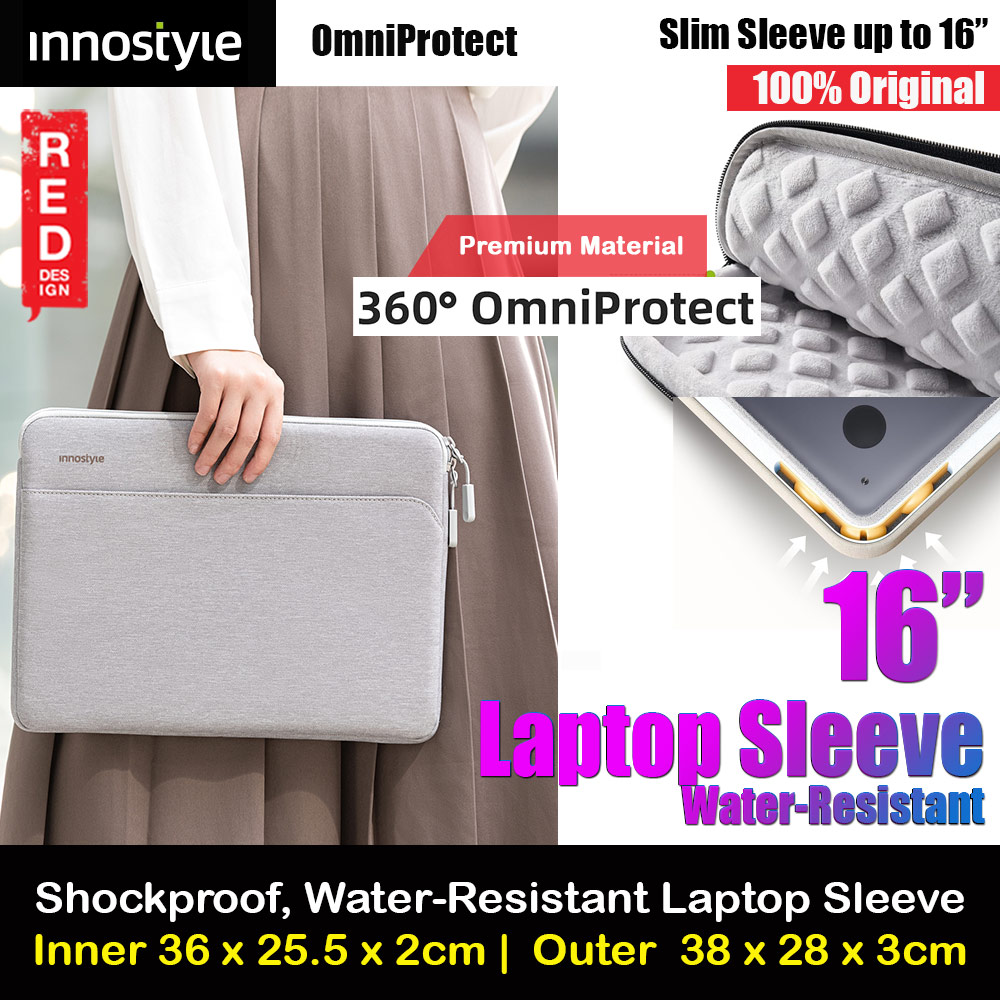 Picture of Innostyle Omiprotect Series Shock Proof Laptop Notebook Sleeve with Front Compartment for up to 16 inches Laptop (Light Gray) Red Design- Red Design Cases, Red Design Covers, iPad Cases and a wide selection of Red Design Accessories in Malaysia, Sabah, Sarawak and Singapore 