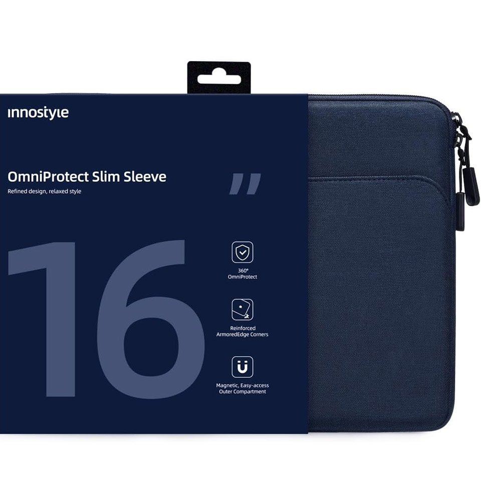 Picture of Innostyle Omiprotect Series Shock Proof Laptop Notebook Sleeve with Front Compartment for up to 16 inches Laptop (Midnight Blue)