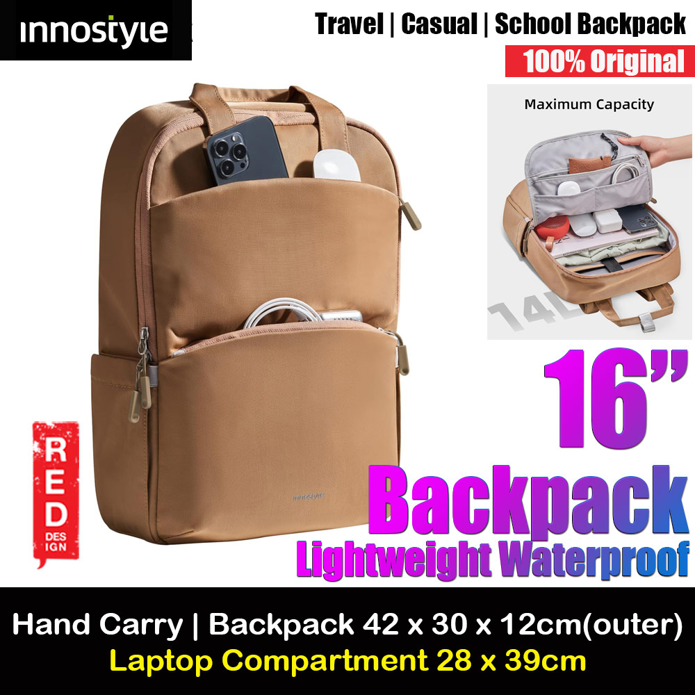 Picture of Innostyle ColorLite Series Lightweight Waterproof Hand Carry Travel Backpack for laptop up to 16" (Khakis) Red Design- Red Design Cases, Red Design Covers, iPad Cases and a wide selection of Red Design Accessories in Malaysia, Sabah, Sarawak and Singapore 