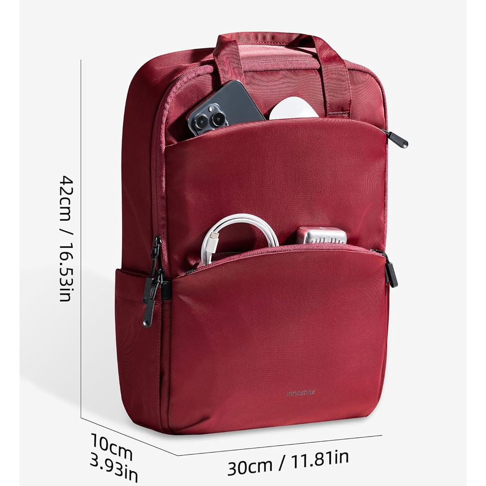 Picture of Innostyle ColorLite Series Lightweight Waterproof Hand Carry Travel Backpack for laptop up to 16" (Deep Red)