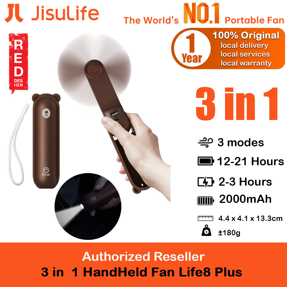 Picture of Jisulife Malaysia 3 in 1 Mini Handheld Fan USB Rechargeable Fan Power Bank with Flash Light for Office OutdoorTravel Hiking Camping Concert Indoor Court F8 (Brown) Red Design- Red Design Cases, Red Design Covers, iPad Cases and a wide selection of Red Design Accessories in Malaysia, Sabah, Sarawak and Singapore 