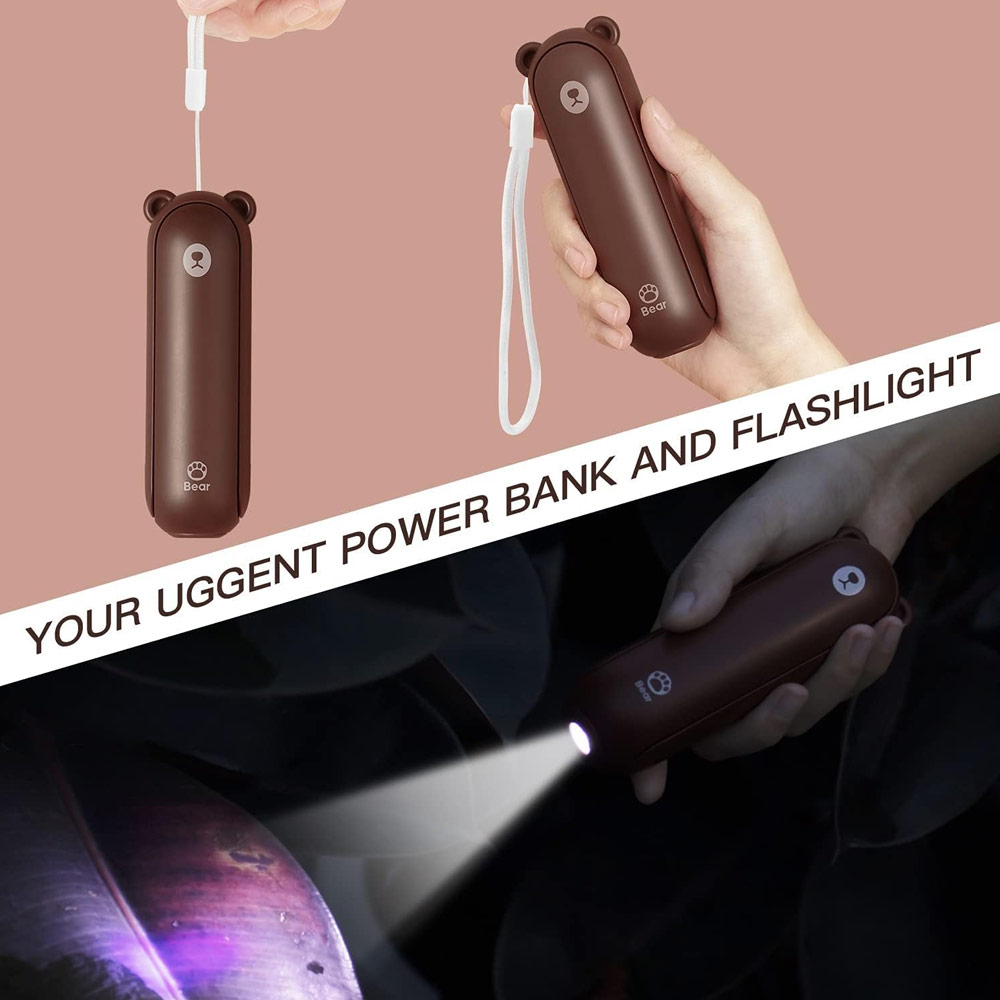 Picture of Jisulife Malaysia 3 in 1 Mini Handheld Fan USB Rechargeable Fan Power Bank with Flash Light for Office OutdoorTravel Hiking Camping Concert Indoor Court F8 (Brown)