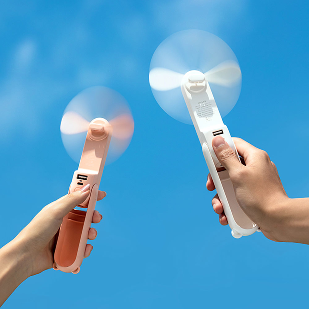 Picture of Jisulife Malaysia 3 in 1 Mini Handheld Fan USB Rechargeable Fan Power Bank with Flash Light for Office OutdoorTravel Hiking Camping Concert Indoor Court F8 (White)