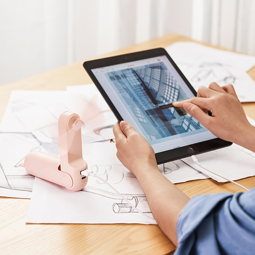 Picture of Jisulife Malaysia 3 in 1 Mini Handheld Fan USB Rechargeable Fan Power Bank with Flash Light for Office OutdoorTravel Hiking Camping Concert Indoor Court F8 (White)