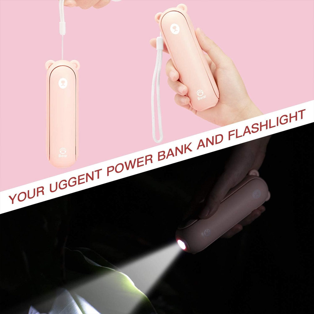 Picture of Jisulife Malaysia 3 in 1 Mini Handheld Fan USB Rechargeable Fan Power Bank with Flash Light for Office OutdoorTravel Hiking Camping Concert Indoor Court F8 (Pink)