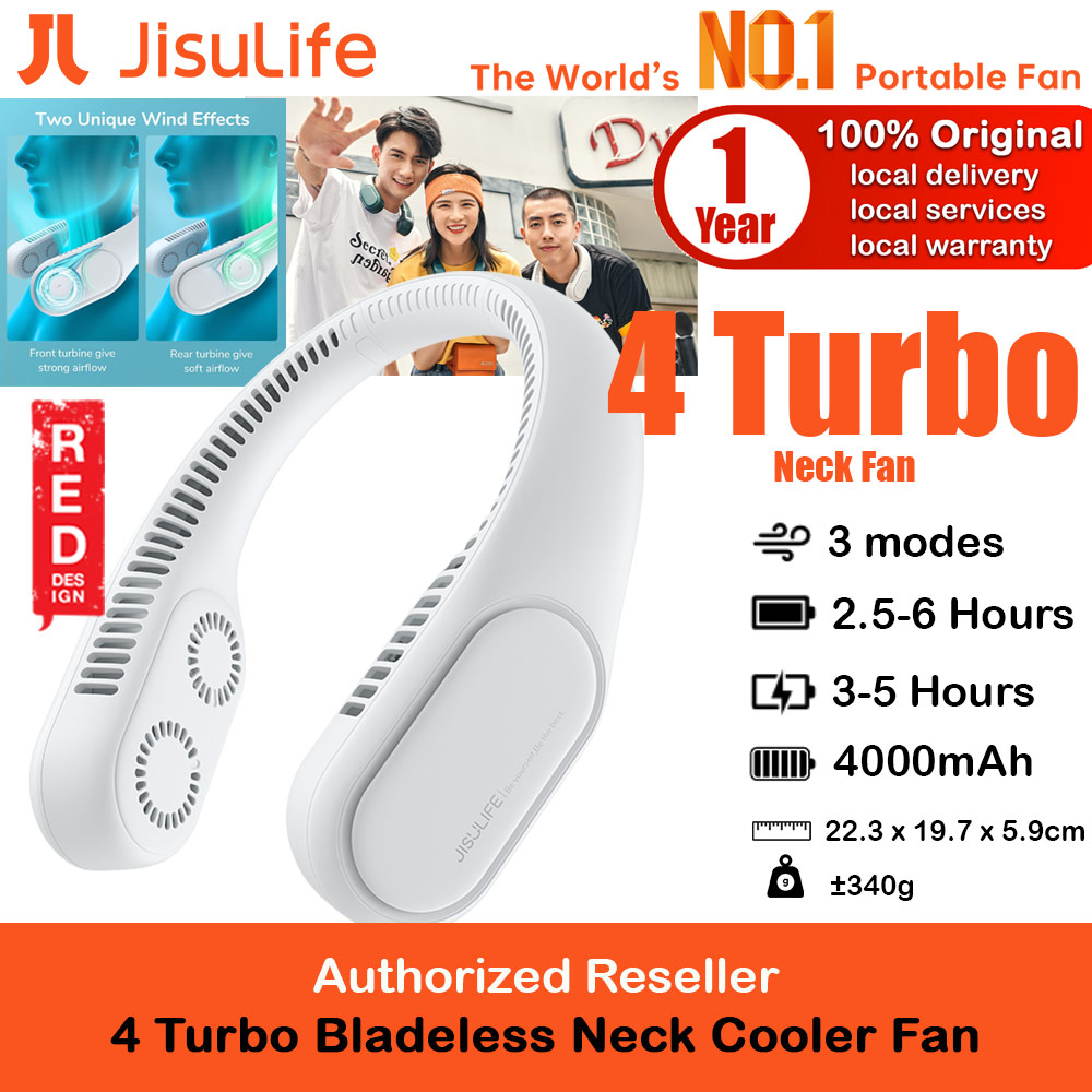 Picture of JISULIFE 4 Turbo Bladeless Neck Cooler Portable Neck Fan Hands Free Bladeless Fan 4000mAh Battery Operated Wearable Personal Fan Leafless Rechargeable Headphone Design USB Powered Desk Fan 3 Speeds for Running Badminton Indoor Court Concert Picnic Camping Outdoor Activity FA12R (Grey) Red Design- Red Design Cases, Red Design Covers, iPad Cases and a wide selection of Red Design Accessories in Malaysia, Sabah, Sarawak and Singapore 