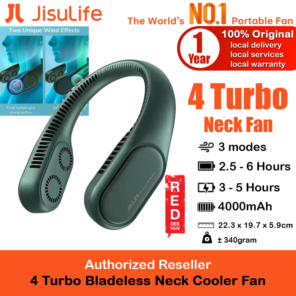 Picture of JISULIFE 4 Turbo Bladeless Neck Cooler Portable Neck Fan Hands Free Bladeless Fan 4000mAh Battery Operated Wearable Personal Fan Leafless Rechargeable Headphone Design USB Powered Desk Fan 3 Speeds for Running Badminton Indoor Court Concert Picnic Camping Outdoor Activity FA12R (Green) Red Design- Red Design Cases, Red Design Covers, iPad Cases and a wide selection of Red Design Accessories in Malaysia, Sabah, Sarawak and Singapore 