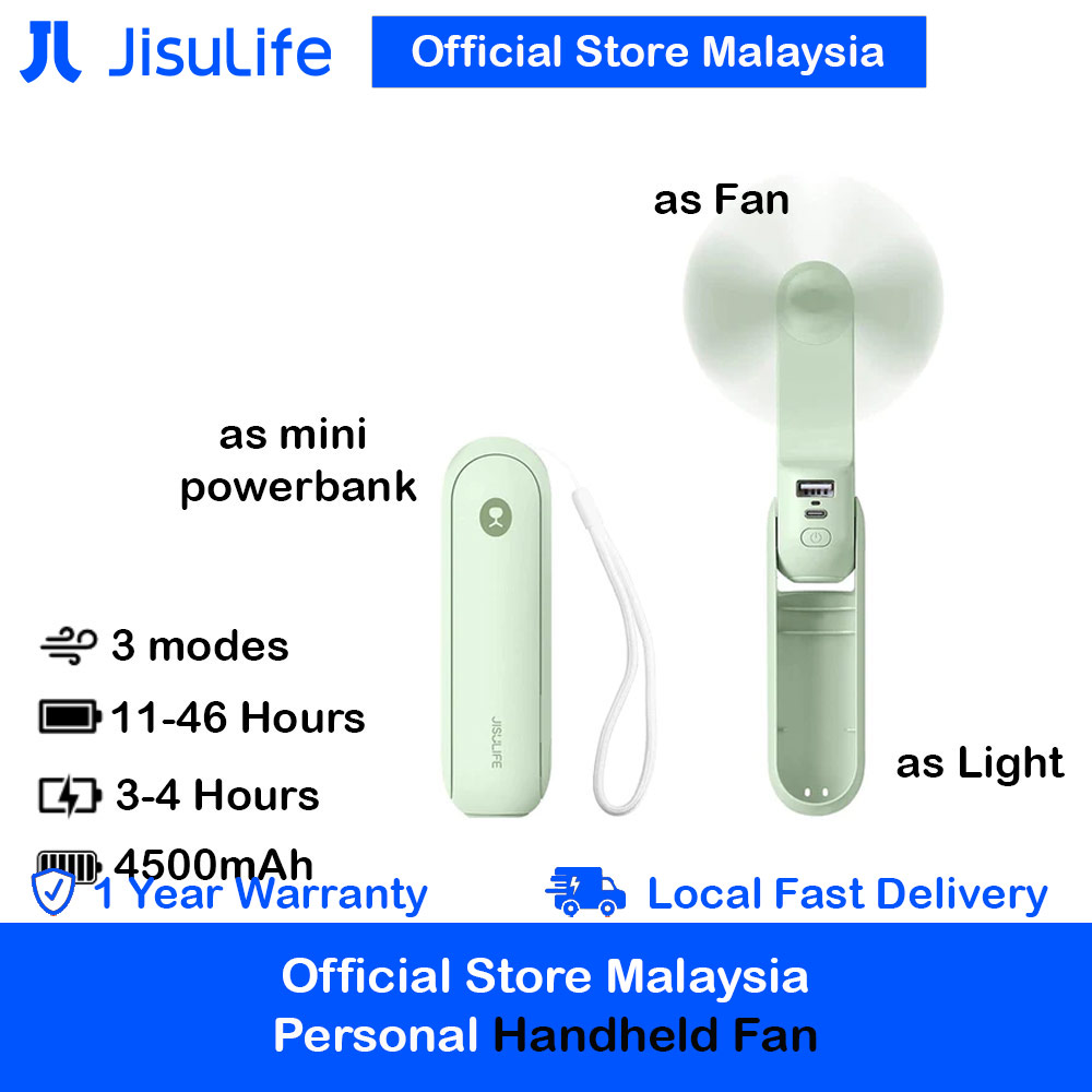 Picture of Jisulife Malaysia 3 in 1 Mini Handheld Fan USB Rechargeable Fan Power Bank with Flash Light for Office OutdoorTravel Hiking Camping  Concert Indoor Court F8X (Green) Red Design- Red Design Cases, Red Design Covers, iPad Cases and a wide selection of Red Design Accessories in Malaysia, Sabah, Sarawak and Singapore 