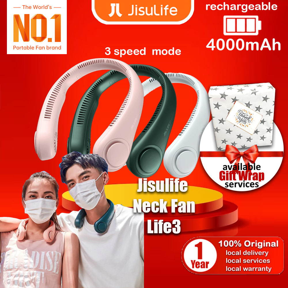 Picture of JISULIFE Malaysia Portable Neck Fan Hands Free Bladeless Fan 4000 mAh Battery Operated Wearable Personal Fan Leafless Rechargeable Headphone Design USB Powered Desk Fan 3 Speeds for Running Badminton Indoor Court Concert Picnic Camping Outdoor Activity FA14 (Grey)