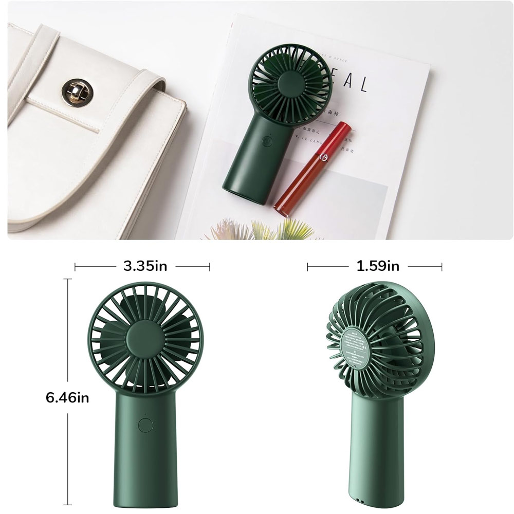 Picture of Jisulife 3 Speed Wind Handheld Fan Portable Rechargeble 4000mAh Fan Kipas for Home Office Travel Outdoor Indoor Activity (Green)