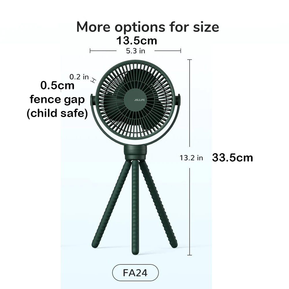 Picture of Jisulife Child Baby Safe Low Noise Stroller Car Seat Rotatable Flexible Tripod Rechargeable Fan FA24 (Green)