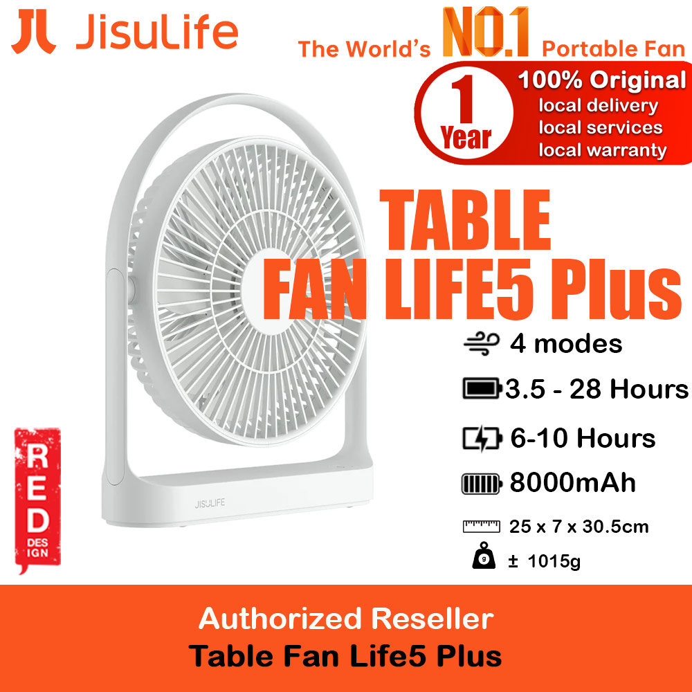 Picture of JISULIFE Desk Fan Portable Timer Setting Rotation Desktop Fan 8000mAh USB-C Rechargeable Electric Table Fan for Office Room Travel Outdoor Indoor Picnic Life 5Plus FA27 (Light Grey) Red Design- Red Design Cases, Red Design Covers, iPad Cases and a wide selection of Red Design Accessories in Malaysia, Sabah, Sarawak and Singapore 