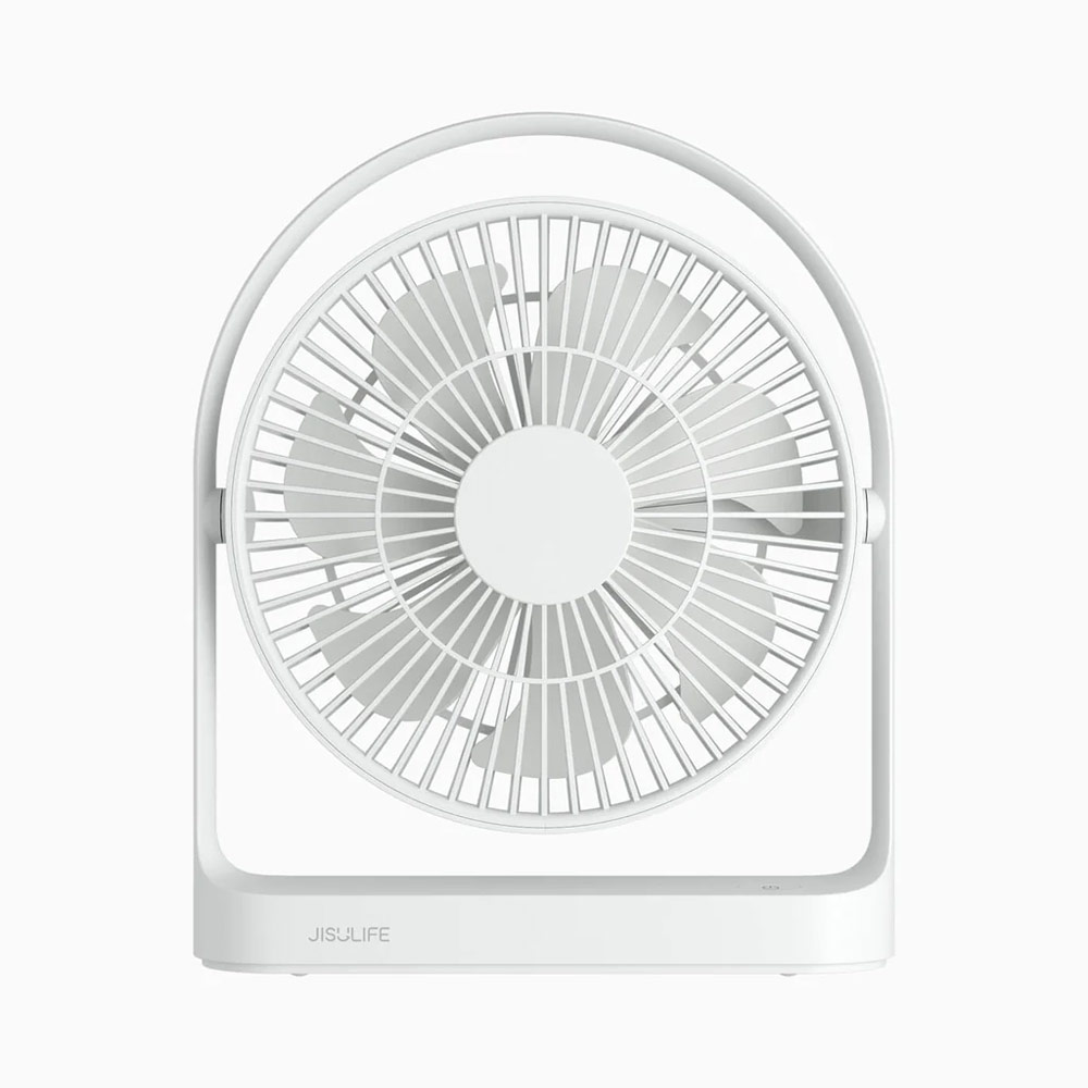 Picture of JISULIFE Desk Fan Portable Timer Setting Rotation Desktop Fan 8000mAh USB-C Rechargeable Electric Table Fan for Office Room Travel Outdoor Indoor Picnic Life 5Plus FA27 (Light Grey)