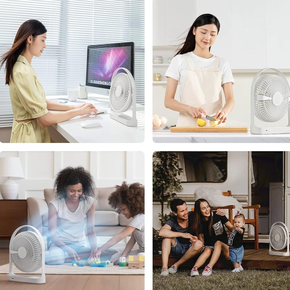 Picture of JISULIFE Desk Fan Portable Timer Setting Rotation Desktop Fan 8000mAh USB-C Rechargeable Electric Table Fan for Office Room Travel Outdoor Indoor Picnic Life 5Plus FA27 (Light Grey)