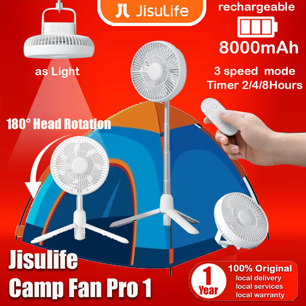 Picture of JISULIFE Multifunction Convertible Camping Portable Adjsutable Rechargeable Light Lamp Rotatable Stand Desk Fan for Office Room Travel Outdoor Indoor Picnic Camping (White) Red Design- Red Design Cases, Red Design Covers, iPad Cases and a wide selection of Red Design Accessories in Malaysia, Sabah, Sarawak and Singapore 