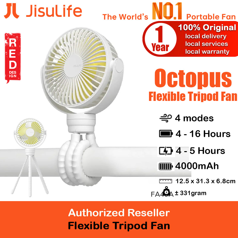 Picture of Jisulife Malaysia Child Safe Low Noise Stroller Car Seat Rotatable Flexible Tripod Mini Rechargeable Fan FA40A  (White) Red Design- Red Design Cases, Red Design Covers, iPad Cases and a wide selection of Red Design Accessories in Malaysia, Sabah, Sarawak and Singapore 