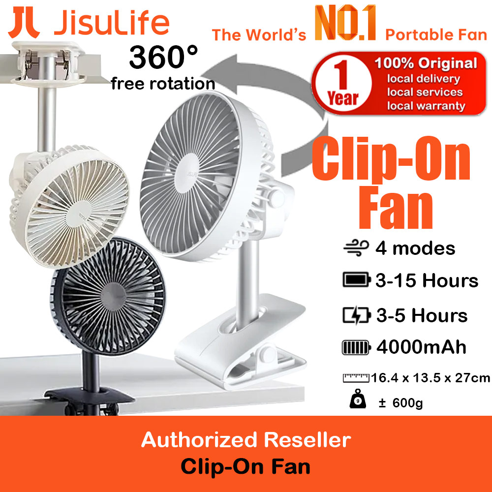 Picture of JISULIFE Clip On  Desk Fan Portable Desktop Fan 4000mAh USB-C Rechargeable for Office Room Travel Outdoor Indoor FA7B (Silver) Red Design- Red Design Cases, Red Design Covers, iPad Cases and a wide selection of Red Design Accessories in Malaysia, Sabah, Sarawak and Singapore 