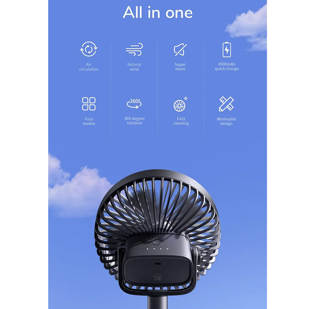 Picture of JISULIFE Clip On  Desk Fan Portable Desktop Fan 4000mAh USB-C Rechargeable for Office Room Travel Outdoor Indoor FA7B (Silver)