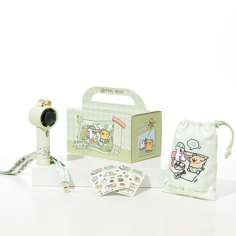 Picture of Jisulife Limited Edition Gift Idea Box Maltese Dog 100 Speed Control Wide Wind Portable Handheld Fan Kipas Pegang Tangan Angin Kuat