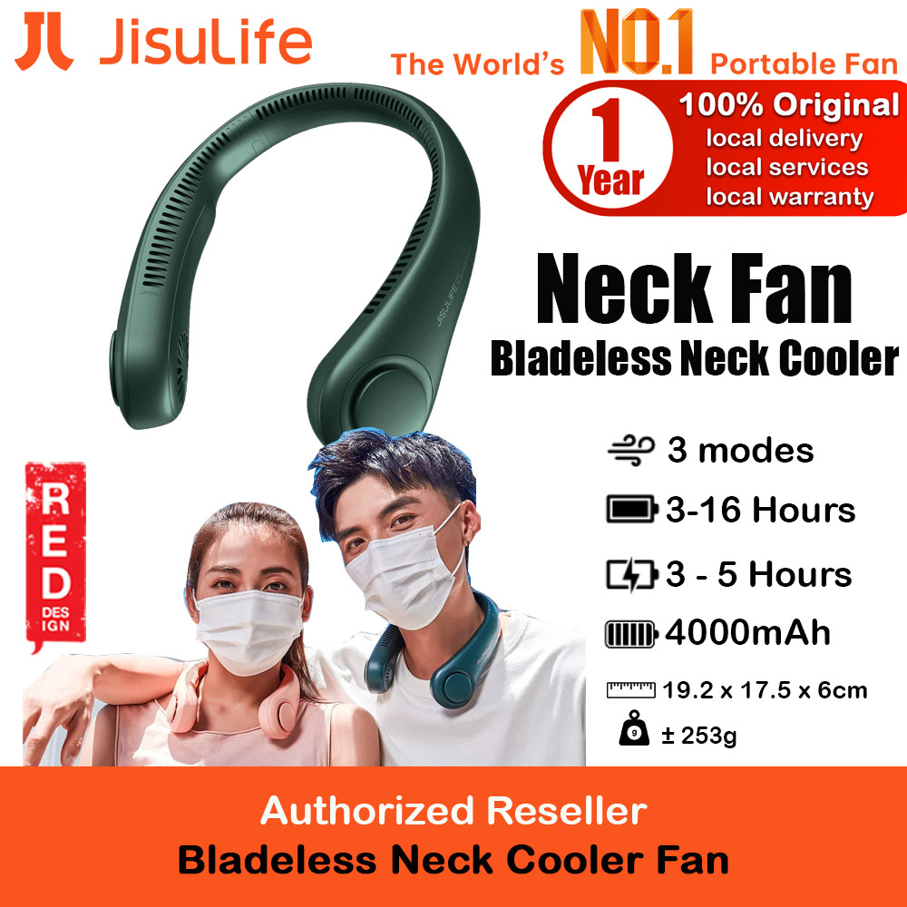 Picture of JISULIFE Portable Neck Fan Hands Free Bladeless Fan 4000 mAh Battery Operated Wearable Personal Fan Leafless Rechargeable Headphone Design USB Powered Desk Fan 3 Speeds  for Running Badminton Indoor Court Concert Picnic Camping Outdoor Activity FA14  (Green) Red Design- Red Design Cases, Red Design Covers, iPad Cases and a wide selection of Red Design Accessories in Malaysia, Sabah, Sarawak and Singapore 