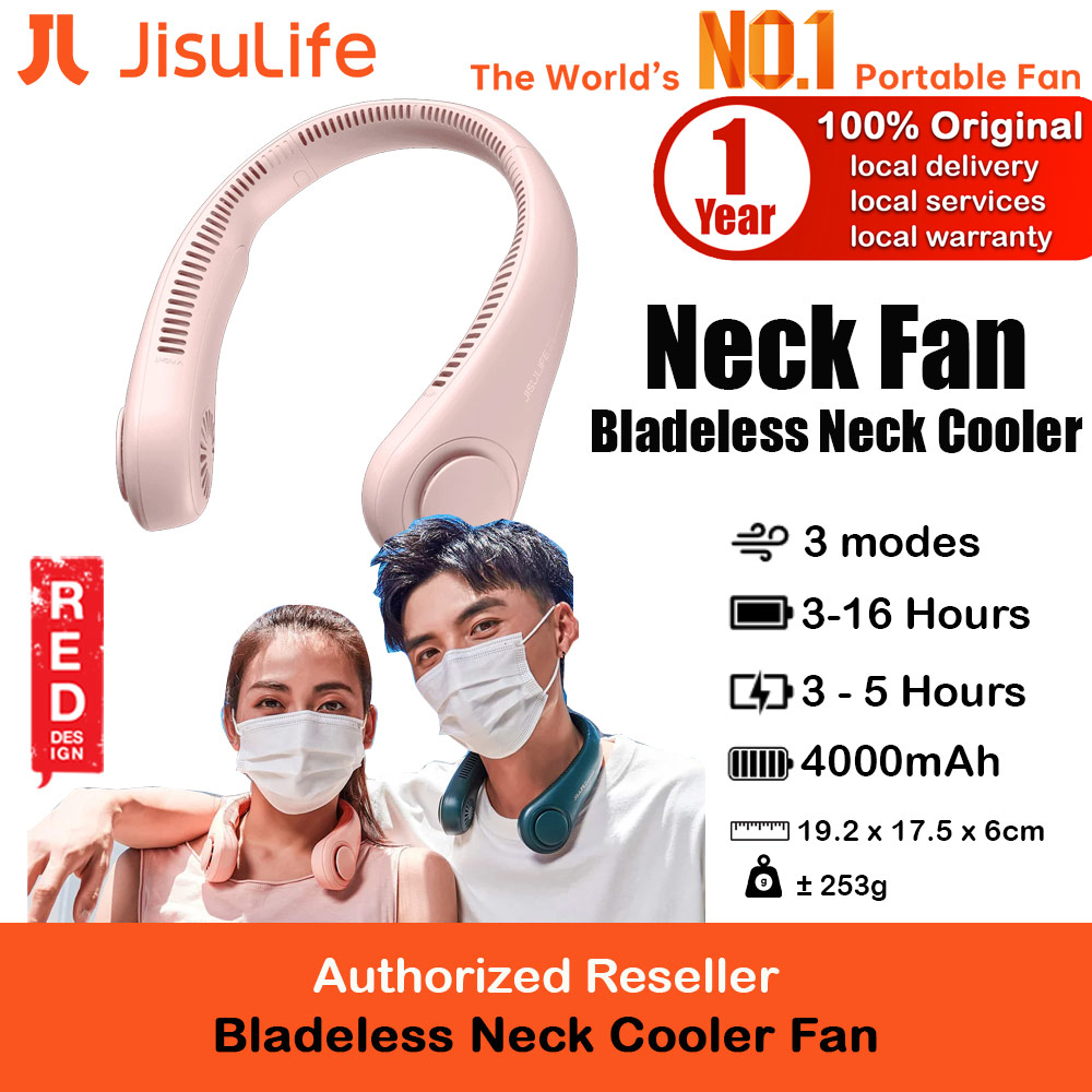 Picture of JISULIFE Portable Neck Fan Hands Free Bladeless Fan 4000 mAh Battery Operated Wearable Personal Fan Leafless Rechargeable Headphone Design USB Powered Desk Fan 3 Speeds  for Running Badminton Indoor Court Concert Picnic Camping Outdoor Activity FA14 (Pink) Red Design- Red Design Cases, Red Design Covers, iPad Cases and a wide selection of Red Design Accessories in Malaysia, Sabah, Sarawak and Singapore 