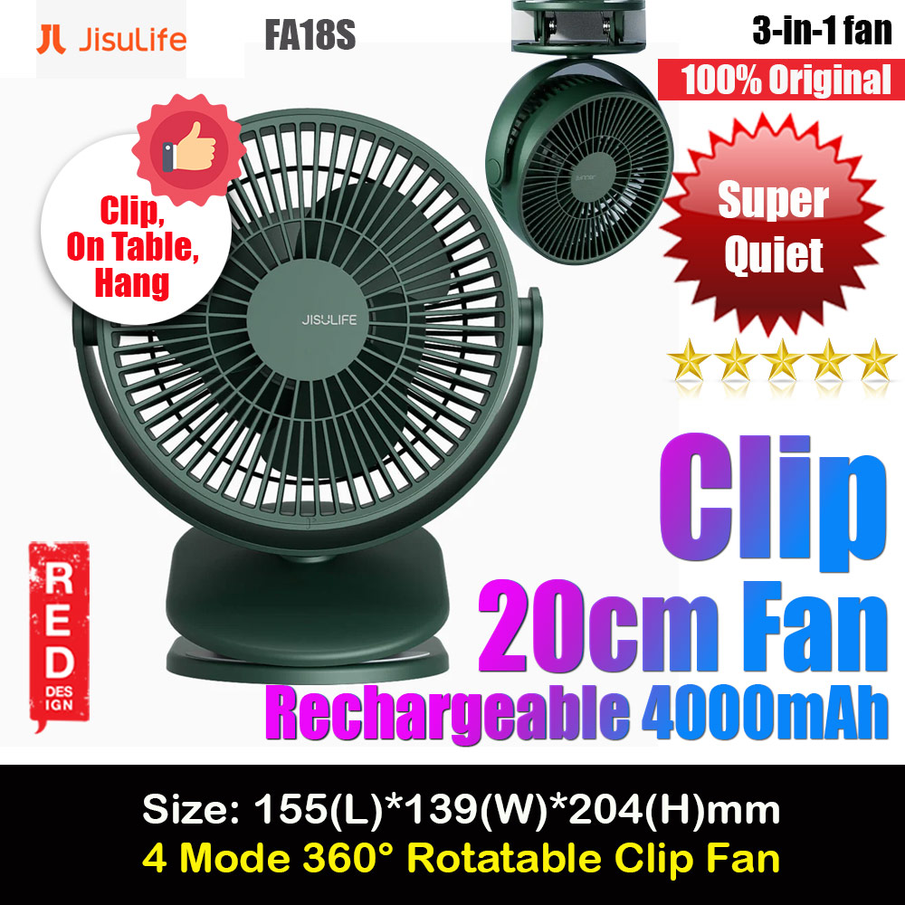 Picture of Jisulife Child Safe Low Noise Removeable Washable 360 Rotatable 4 Speed Mode Desktop Hang Clip Fan Rechargeable 4000mAh For Home Office Outdoor Travel Portable Children Baby Stroller FA18S(Green) Red Design- Red Design Cases, Red Design Covers, iPad Cases and a wide selection of Red Design Accessories in Malaysia, Sabah, Sarawak and Singapore 