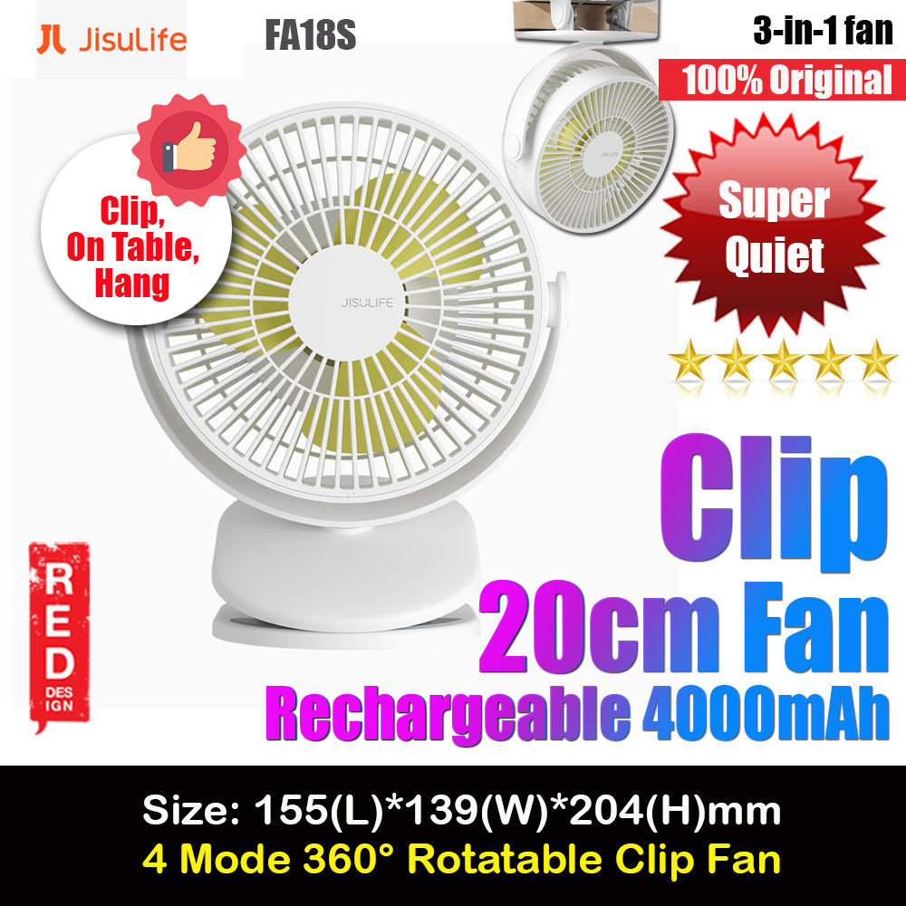 Picture of Jisulife Child Safe Low Noise Removeable Washable 360 Rotatable 4 Speed Mode Desktop Hang Clip Fan Rechargeable 4000mAh For Home Office Outdoor Travel Portable Children Baby Stroller FA18S (White) Red Design- Red Design Cases, Red Design Covers, iPad Cases and a wide selection of Red Design Accessories in Malaysia, Sabah, Sarawak and Singapore 