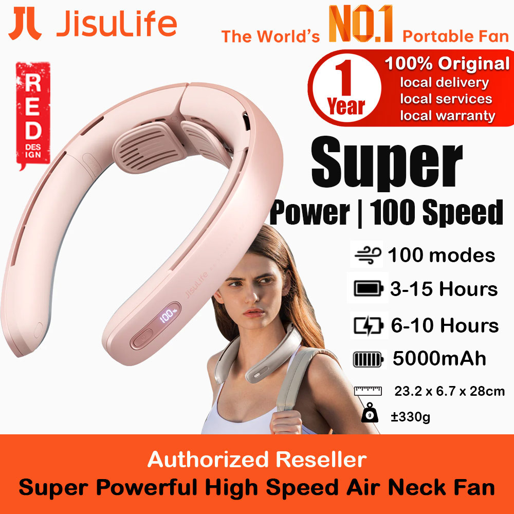 Picture of JISULIFE Super Power High Speed Air Neck Cooler Portable Neck Fan Hands Free Bladeless Fan 5000mAh Battery Operated Wearable Personal Fan Leafless Rechargeable Headphone Design 100 Speed Neck Fan for Running Badminton Indoor Court Concert Picnic Camping Outdoor Activity FA45 (Pink) Red Design- Red Design Cases, Red Design Covers, iPad Cases and a wide selection of Red Design Accessories in Malaysia, Sabah, Sarawak and Singapore 