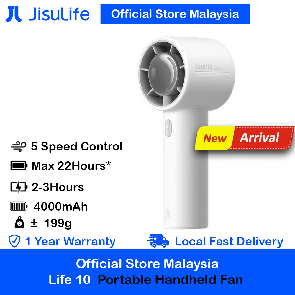 Picture of Jisulife Life 10 Portable Handheld Fan 5 Speed Mode Easy Carry Turbo Wind Speed Fan Kipas Jisulife (Gray) Red Design- Red Design Cases, Red Design Covers, iPad Cases and a wide selection of Red Design Accessories in Malaysia, Sabah, Sarawak and Singapore 