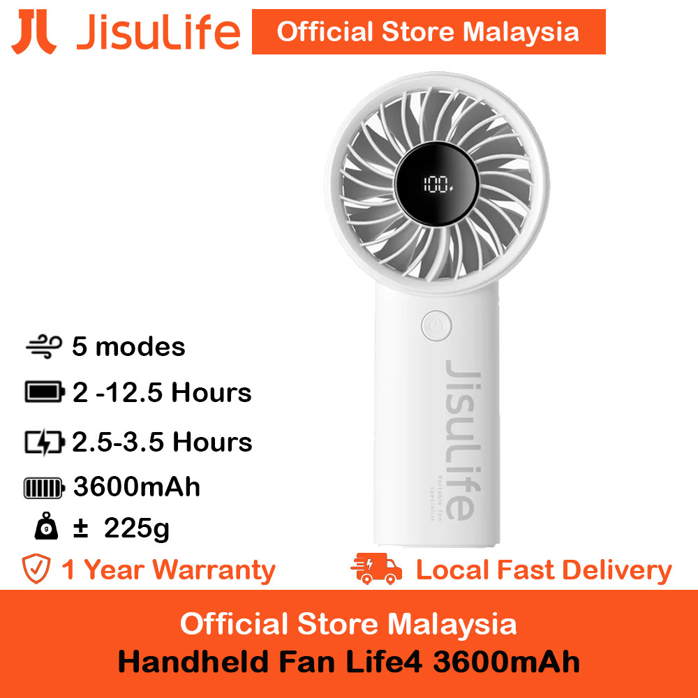 Picture of Jisulife Powerful Handheld Fan Life7 Powerful Portable Fan with LED Display (3600mAh Light Grey) Red Design- Red Design Cases, Red Design Covers, iPad Cases and a wide selection of Red Design Accessories in Malaysia, Sabah, Sarawak and Singapore 