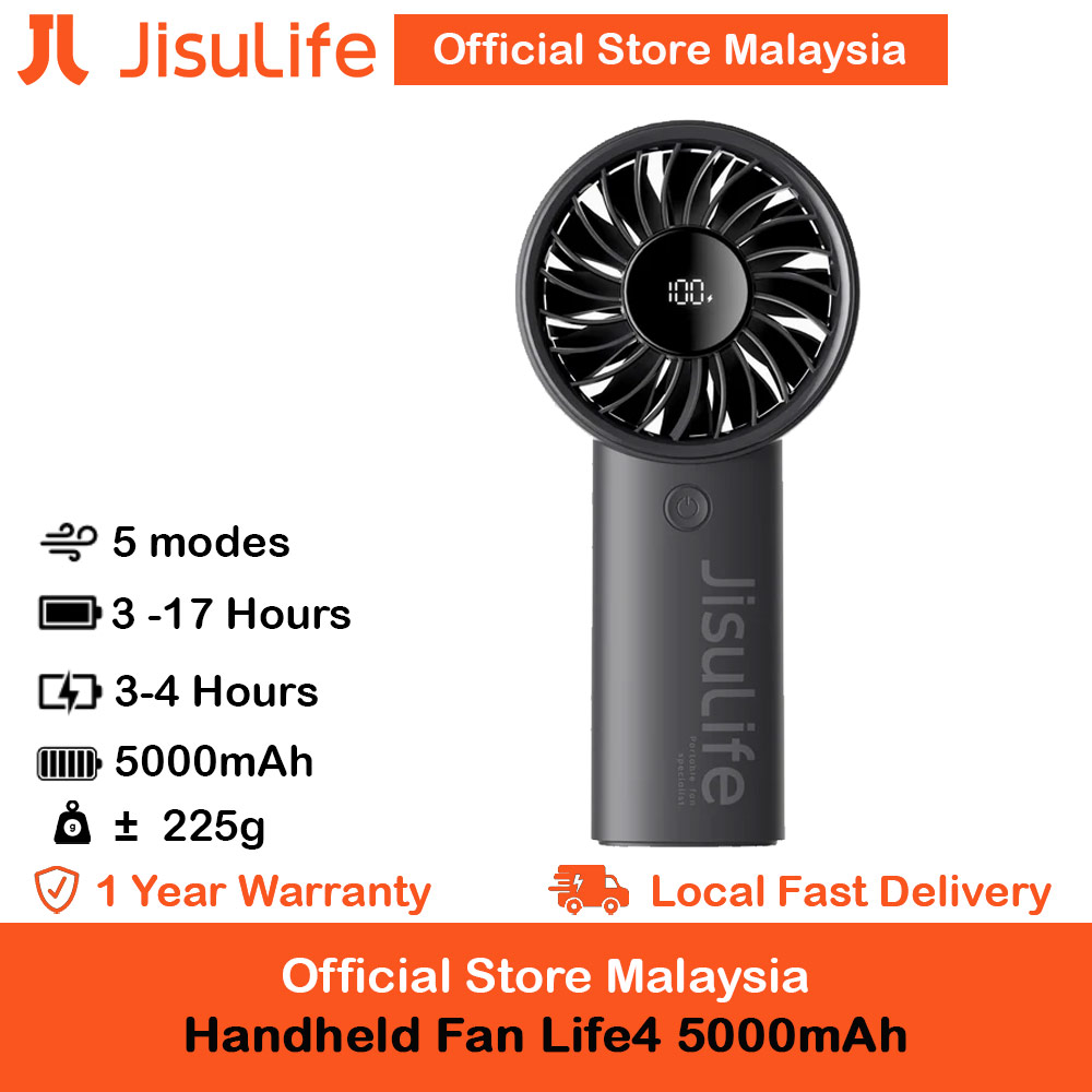 Picture of Jisulife Powerful Handheld Fan Life7 Powerful Portable Fan with LED Display (5000mAh Black) Red Design- Red Design Cases, Red Design Covers, iPad Cases and a wide selection of Red Design Accessories in Malaysia, Sabah, Sarawak and Singapore 