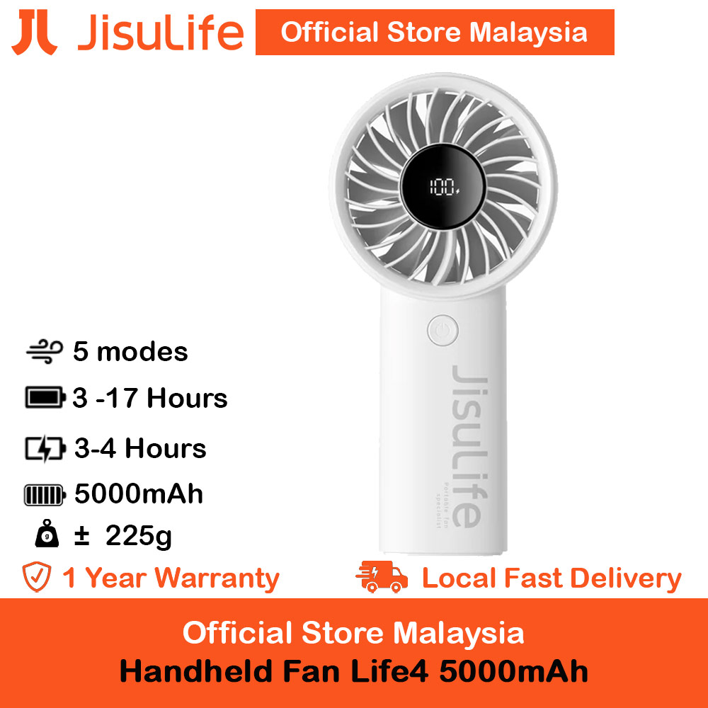 Picture of Jisulife Powerful Handheld Fan Life7 Powerful Portable Fan with LED Display (5000mAh Light Grey) Red Design- Red Design Cases, Red Design Covers, iPad Cases and a wide selection of Red Design Accessories in Malaysia, Sabah, Sarawak and Singapore 