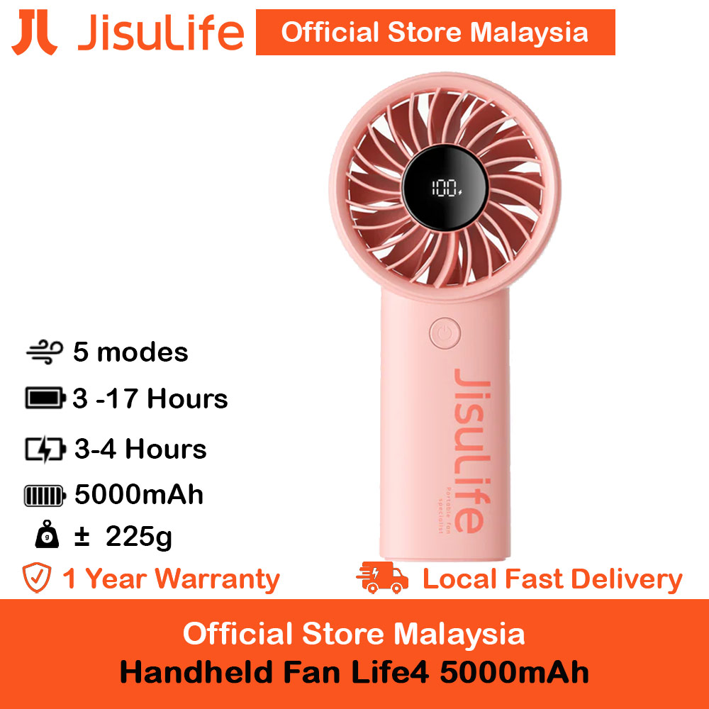 Picture of Jisulife Powerful Handheld Fan Life7 Powerful Portable Fan with LED Display (5000mAh Pink) Red Design- Red Design Cases, Red Design Covers, iPad Cases and a wide selection of Red Design Accessories in Malaysia, Sabah, Sarawak and Singapore 