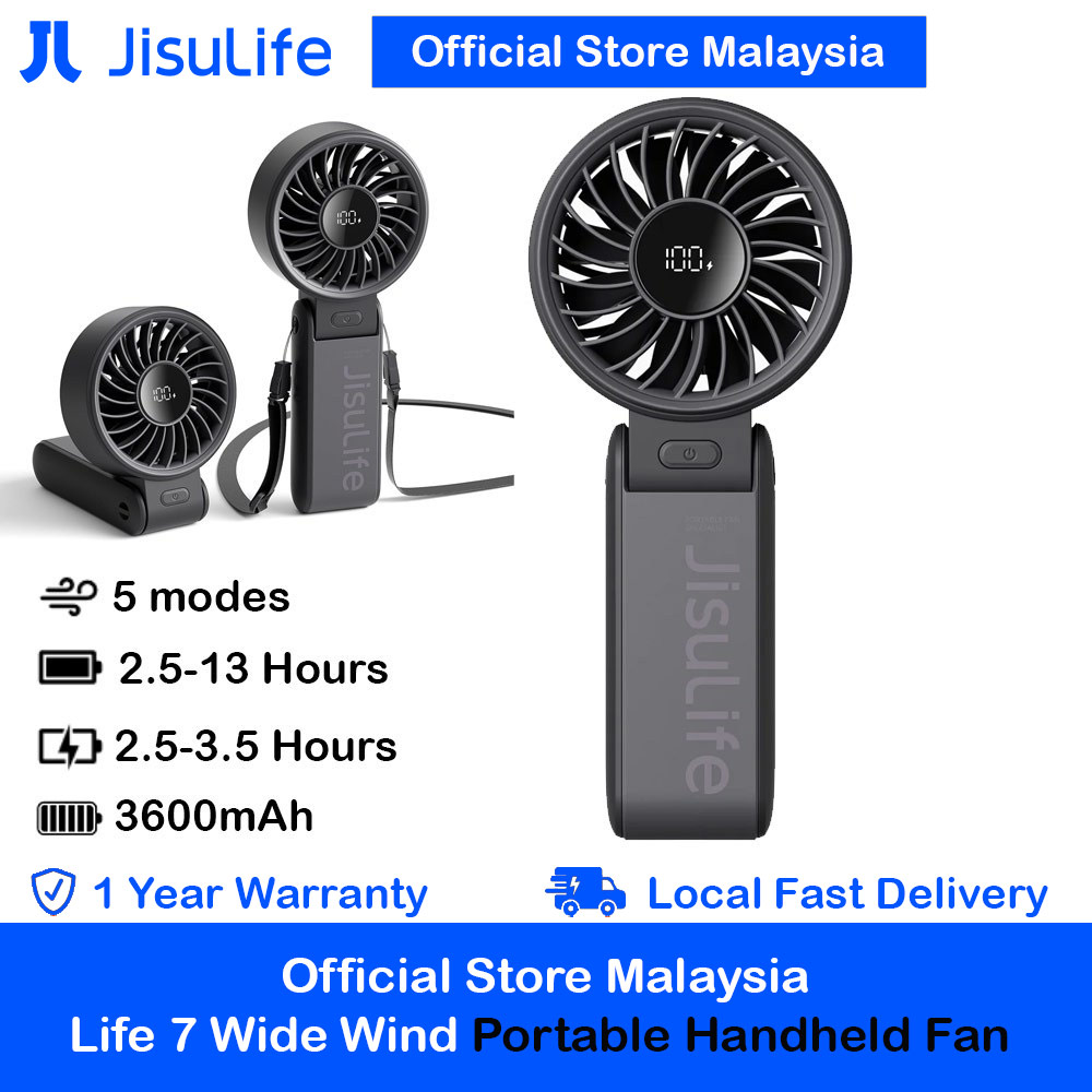 Picture of Jisulife Malaysia 3 in 1 Handheld Fan Life7 Powerful Portable Fan with LED Display Foldable as Desk Fan Hangable as Neck Fan (3600mAh Black) Red Design- Red Design Cases, Red Design Covers, iPad Cases and a wide selection of Red Design Accessories in Malaysia, Sabah, Sarawak and Singapore 