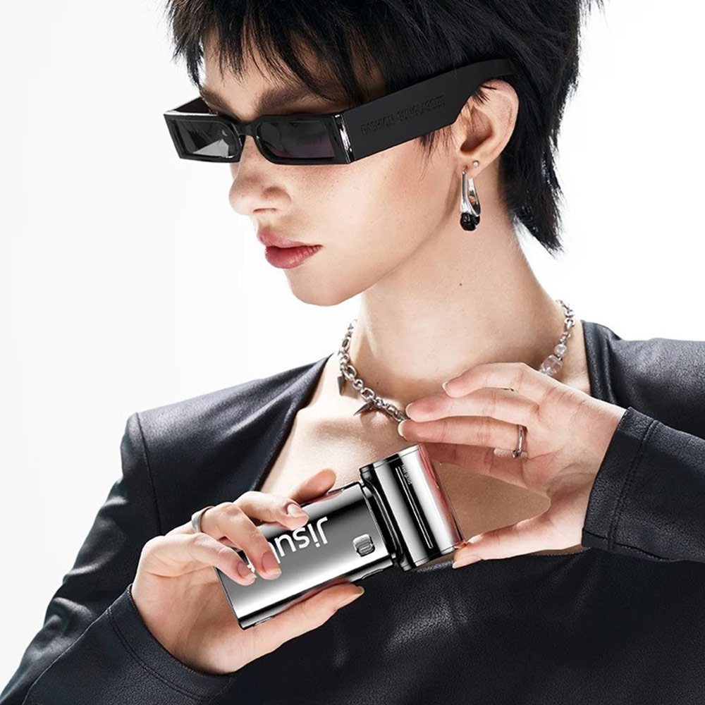 Picture of Jisulife Life9S LED Limited Edition Silver Chrome Palm Size Mini Compact Handheld Portable Fan Strong Wind