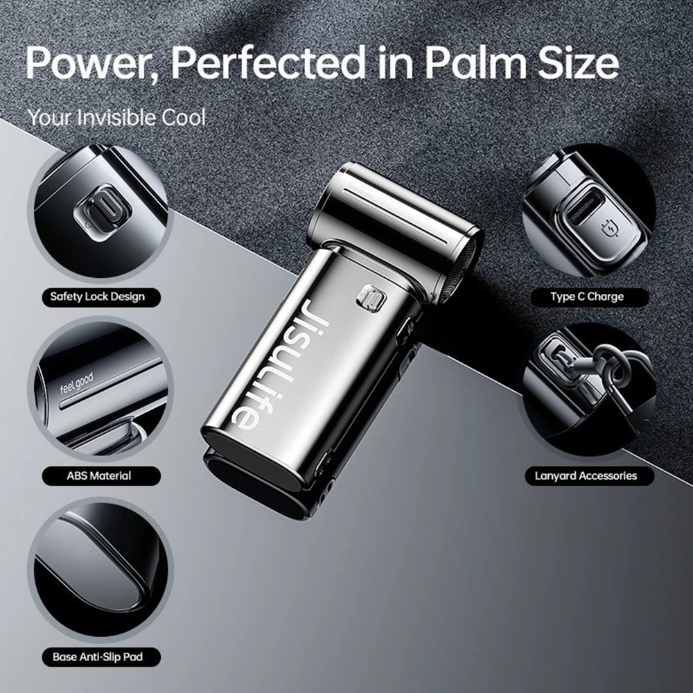 Picture of Jisulife Life9S LED Limited Edition Silver Chrome Palm Size Mini Compact Handheld Portable Fan Strong Wind